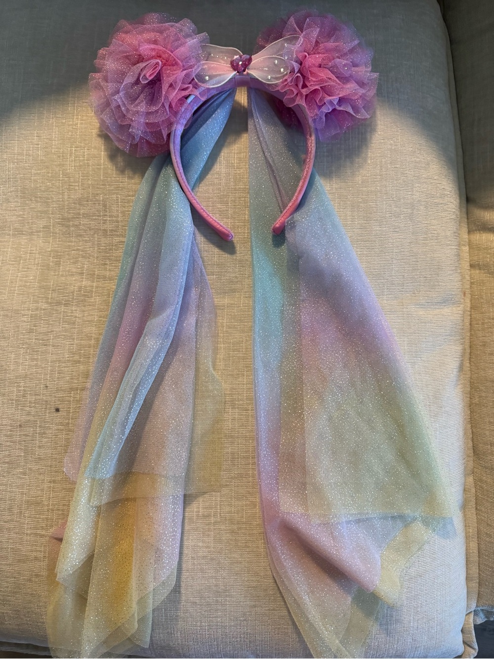 Disney Parks Fairy Tulle Ears Headband Pink Purple Butterfly Veil